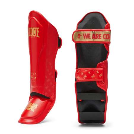 Caneleiras de Muay Thai Leone DNA vermelho