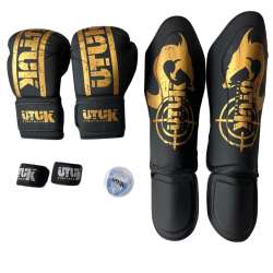 Pack de Muay Thai Utuk Hunter Preto Ouro