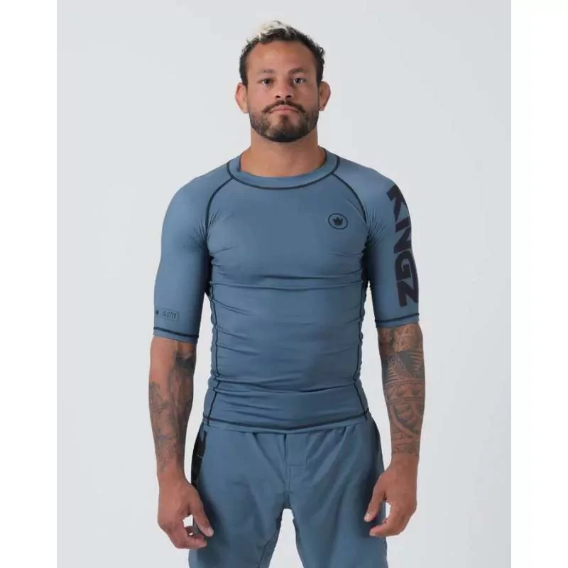 Rashguard no gi Kingz kore V2 (azul) mangas curtas