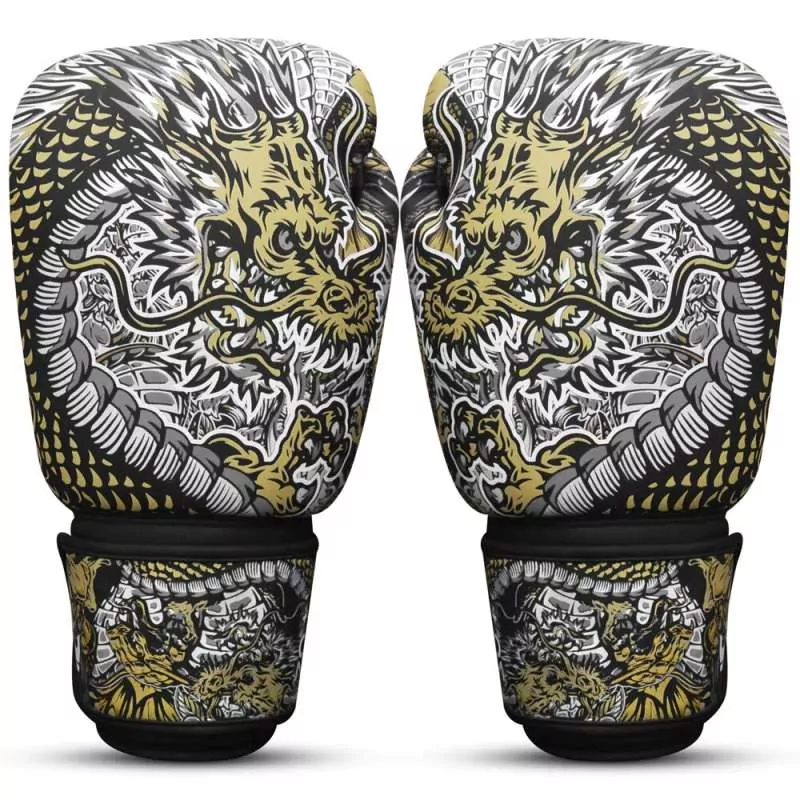 Luvas muay thai Buddha fantasy dragón (branco)