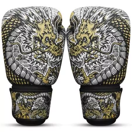 Luvas muay thai Buddha fantasy dragón (branco)