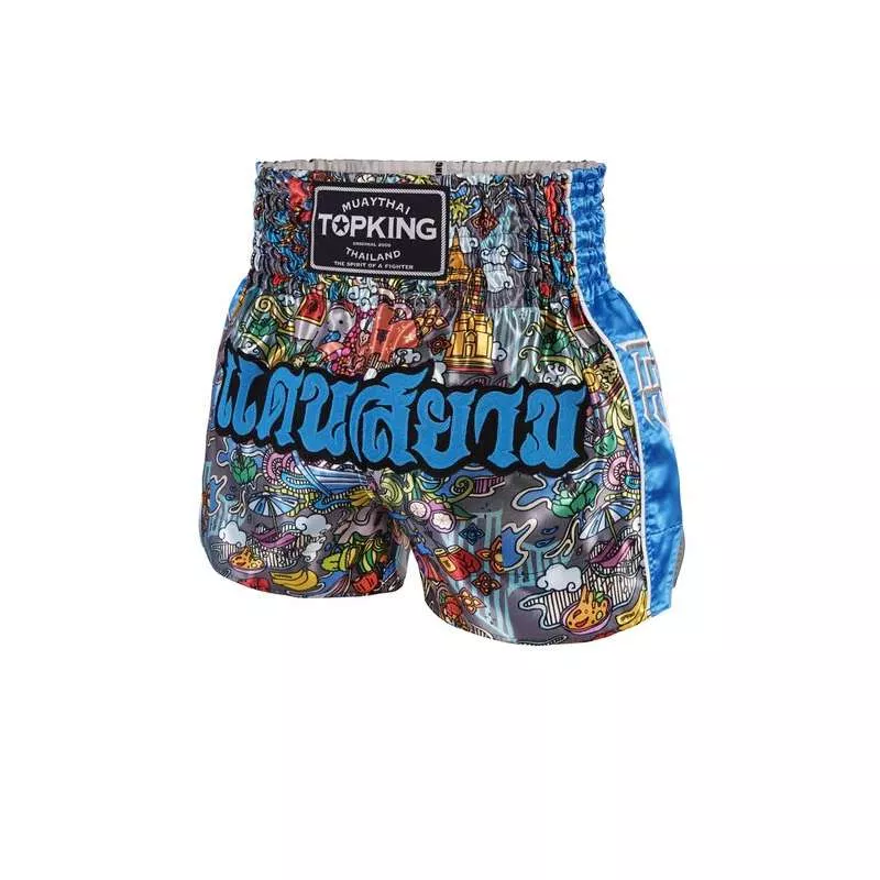 Top King Boxing muay thai calçoes 255 (azul claro)